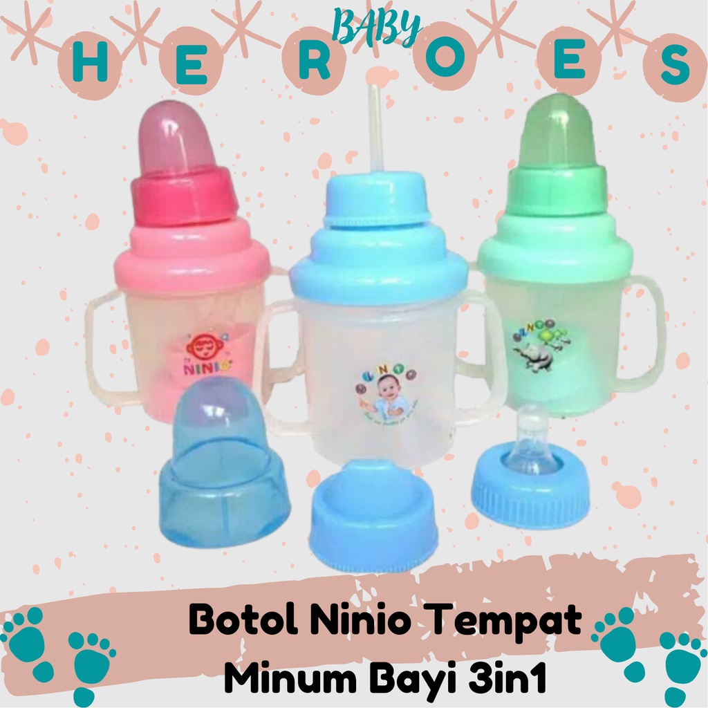 Botol Ninio Tempat Minum Bayi 3in1