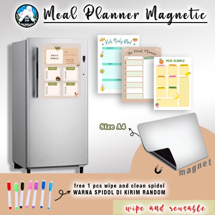 

SLM7 Meal Planner Magnetic Papan Jadwal Magnet Sticky Notes Memo Tempel Magnet Murah Jadwal Harian