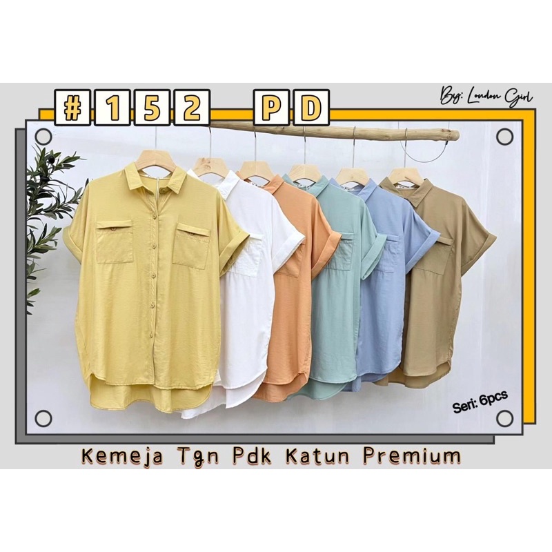 Kemeja London Girl Tangan Pendek Saku Lipit
