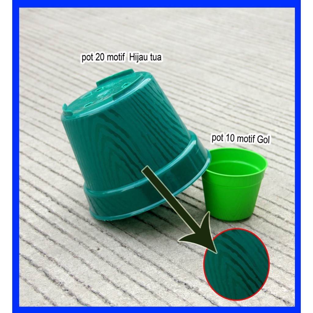 Pot Bunga 20cm Hijau Tua Motif Kayu Pot Plastik 20 Cm Bibit Bunga Hijau Tua