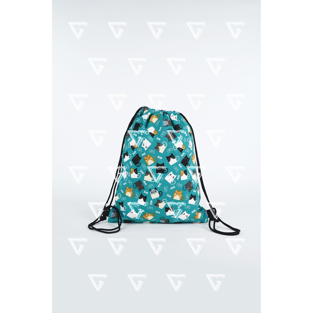 Tas Serut Gymsack Pria Wanita Motif Keren Kanvas Import Korea Kucing Tosca