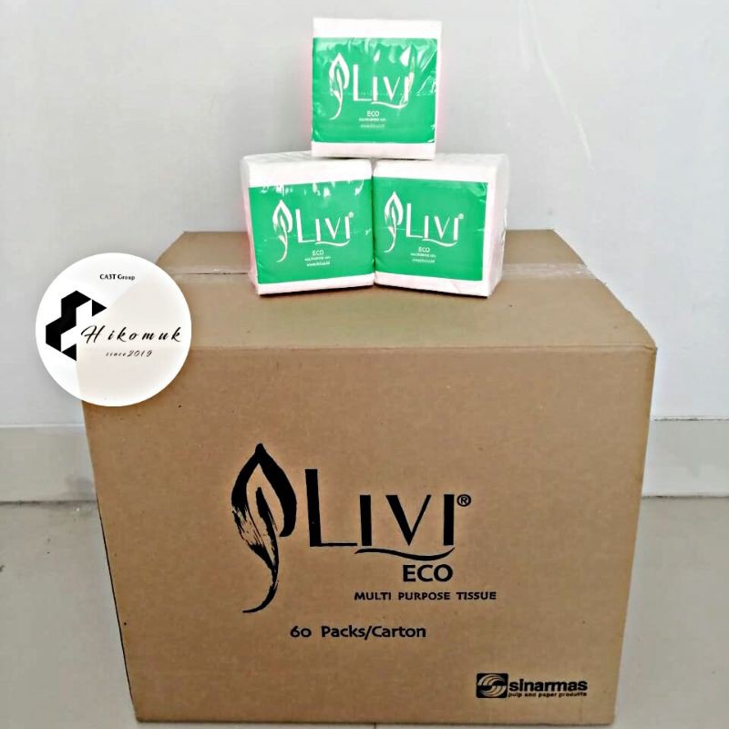 Tissue LIVI Eco Multipurpose 150's / Tissue Meja / Tissue Makan (KARTONAN)