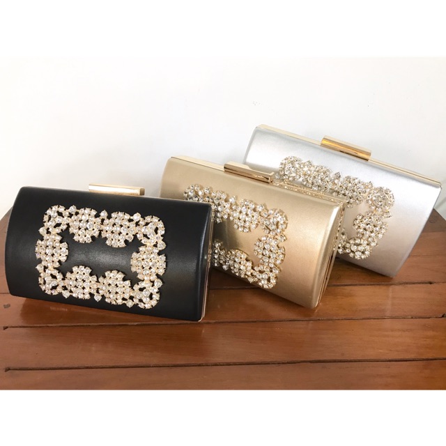 CLUTCH TAS PESTA MANOLO (Gold,Silver,Black)