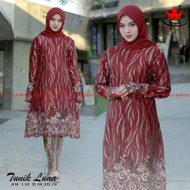 PRODUK ORIGINAL SETELAN KEBAYA TUNIK LUNA/KEBAYA KEKINIAN