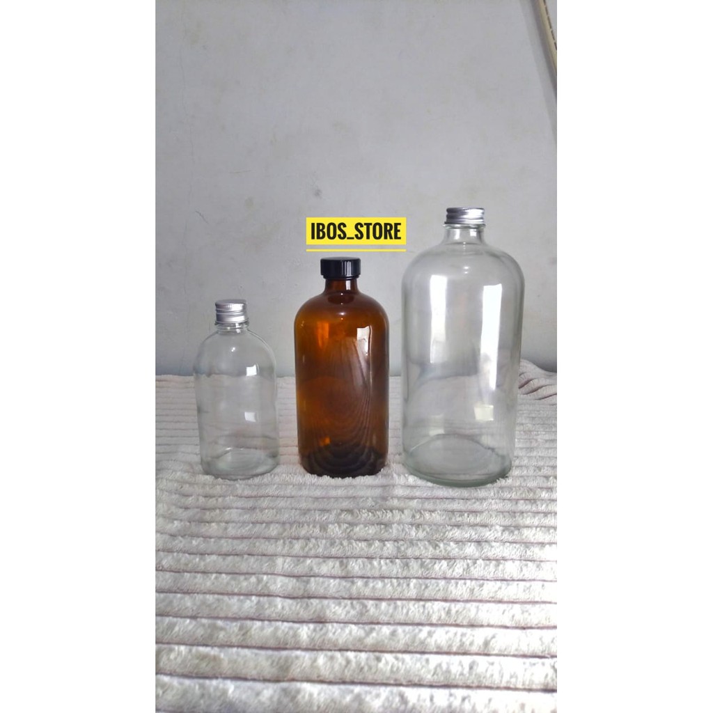 Botol Kaca Amber 250ml/500ml/1000ml Tebal Pump/Spray Triger/Tutup Phenolic/Tutup Ulir