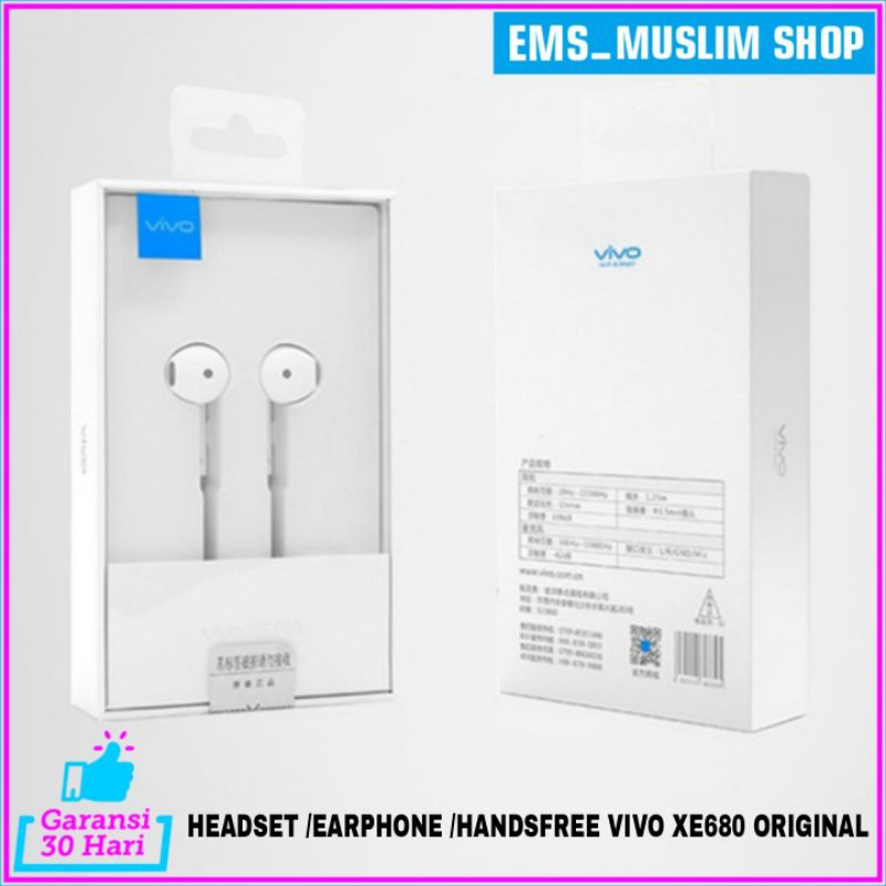 Headset Earphone Vivo ORIGINAL 100% Vivo Y30 Y30i Y50 Headset ORI Vivo