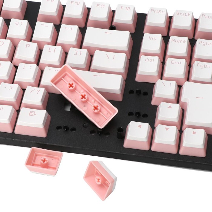 ALCHA KEYCAPS PUDDING / PUDING BACKLIT MECHANICAL KEYBOARD WHITE-PINK