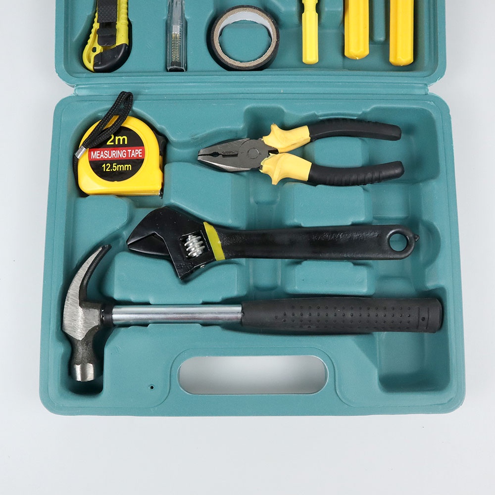 BISA COD Alat Set Perkakas Tang Palu Obeng With Box Set 19 in 1 -Alat Set Perkakas Palu Tang Obeng Kunci Pas Cutter kunci L - Toolset Toolkit Toolbox Tool Set Tool Kit Tool Box - set Alat Pertukangan Palu Tang Obeng meteran kunci inggris Cutter Tespen