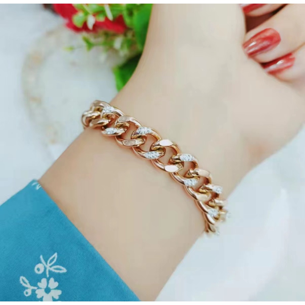 Gelang Titanium Rantai Mata Full Perhiasan Fashion L003