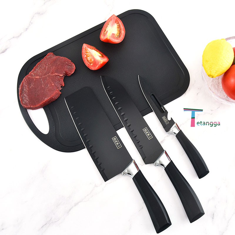 Set Pisau Dapur isi 7 pcs Hitam  PISAU BUAH KERAMIK/PISAU MASAK MAIFAN SET 7IN1 Tetangga VS-1821