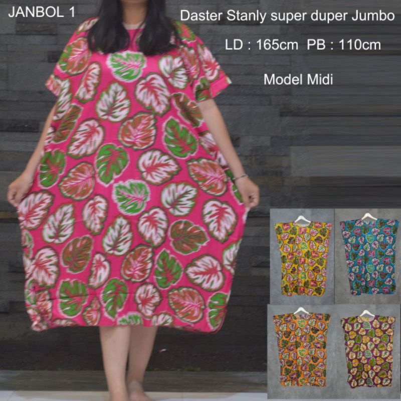 Daster stali midi LD 165cm super jumbo | daster murah | daster jumbo