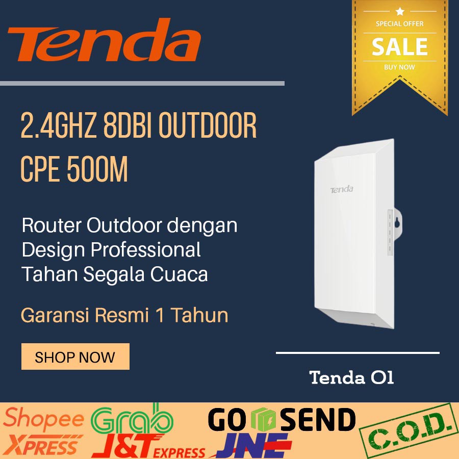 Tenda O1 CPE Outdoor | Router Outdoor Tenda | Repeater | Wireless Router | 5ghz | Jarak Jauh