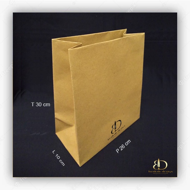 

Paperbag Tas kertas Ukuran 30x26x10 cm isi 10 pcs Kraft Coklat Polos