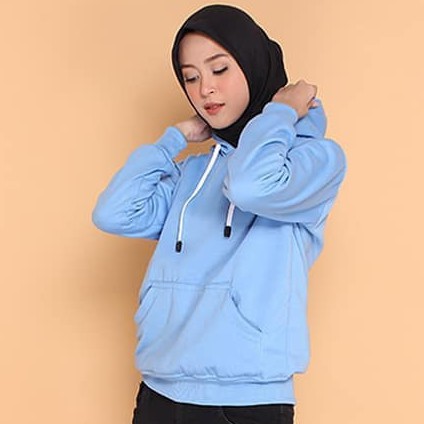 JAKET HOODIE POLOS JUMPER POLOS PRIA WANITA HODDIE JUMPER FLEECE DISTRO BABY BLUE ML XL XXL