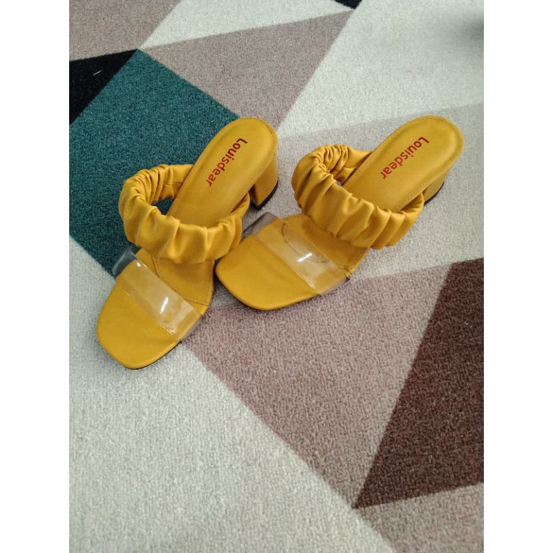LOUISDEAR sendal heel tapak tahu 5 cm bahan dove transparant H35