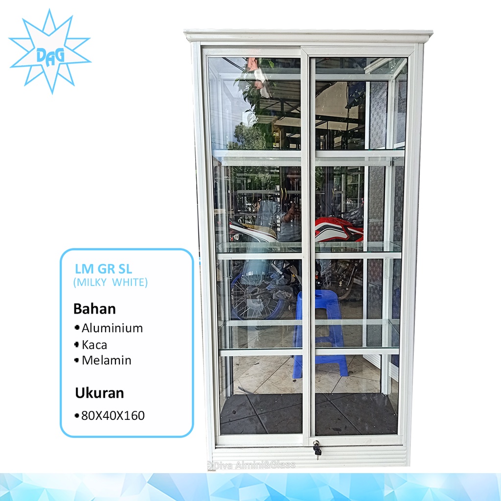 Lemari pakaian kaca alumunium/lemari gerabah multifungsi 2 pt sliding full kaca/lemari mainan boneka