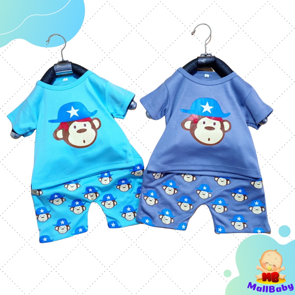 Setelan Oblong Anak Bayi 6 8 11 Bulan 1 Tahun Baju Bayi Laki Laki Casual Cute Monkkey