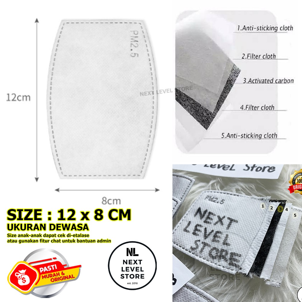 Refill Filter Masker PM 2.5 Insert N95 N99 Masker Kain Respirator ORIGINAL DEWASA DAN ANAK2