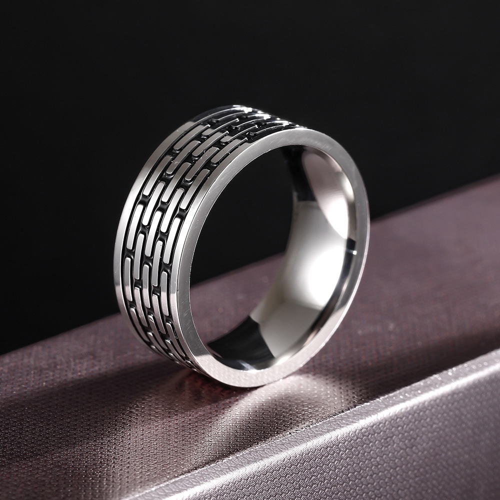 Cincin Bahan Stainless Steel Gaya Punk Untuk Pria