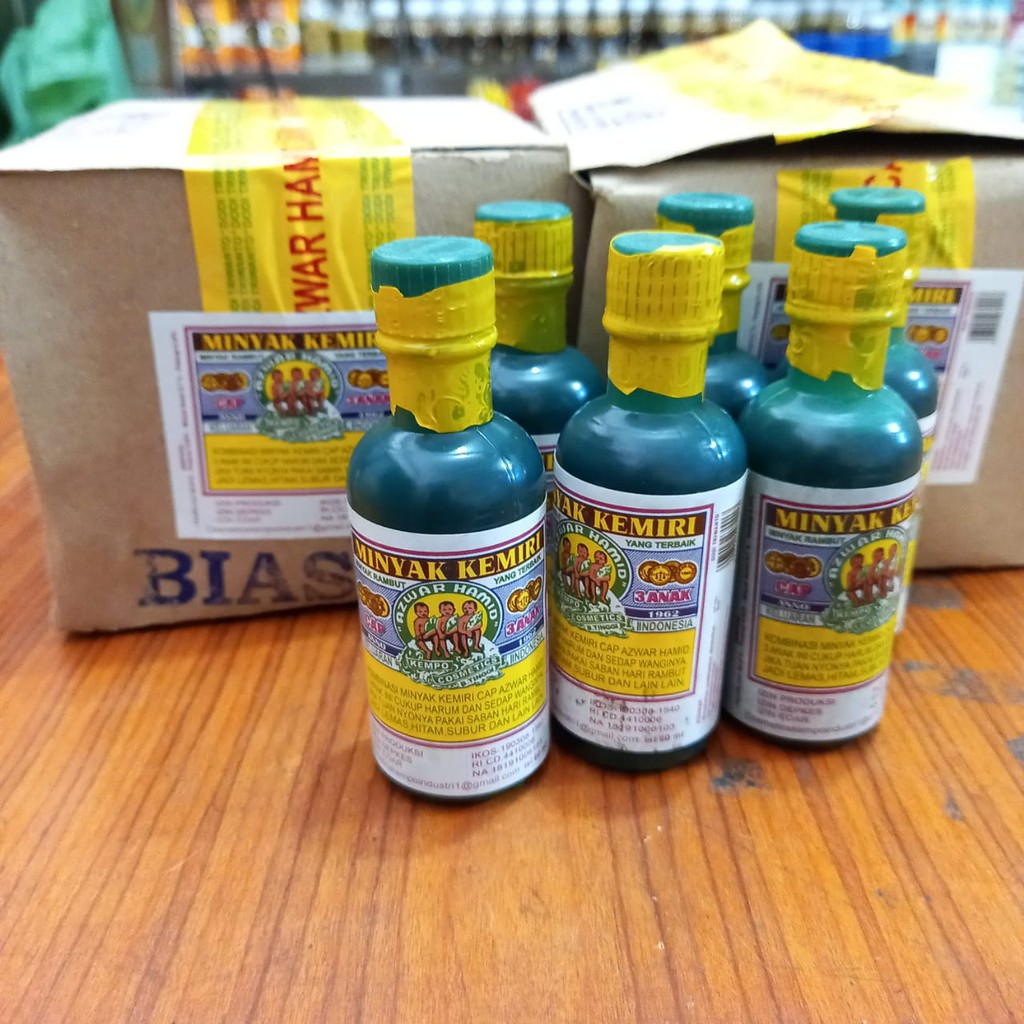 Minyak Rambut Kemiri cap Azwar Hamid Tiga 3 Anak 60 mL Kempo Cosmetics