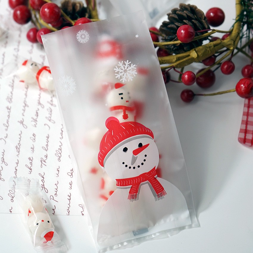 25Pcs/Set Christmas Biscuit Candy Packaging Bags For Xmas Holiday Party Supplies