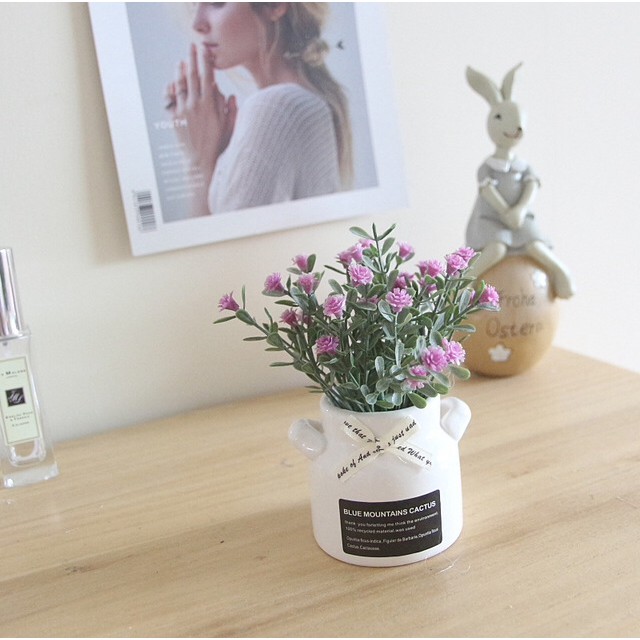 BUNGA PLASTIK TANAMAN ARTIFICIAL FLOWER GYPSOPHILA VAS KERAMIK BUNGA PALSU HIAS-6