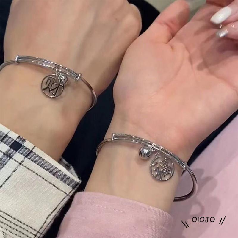 Fortune Gelang Tangan Rantai Aksen Lonceng Keberuntungan Untuk Pasangan / Pria / Wanita - ol2