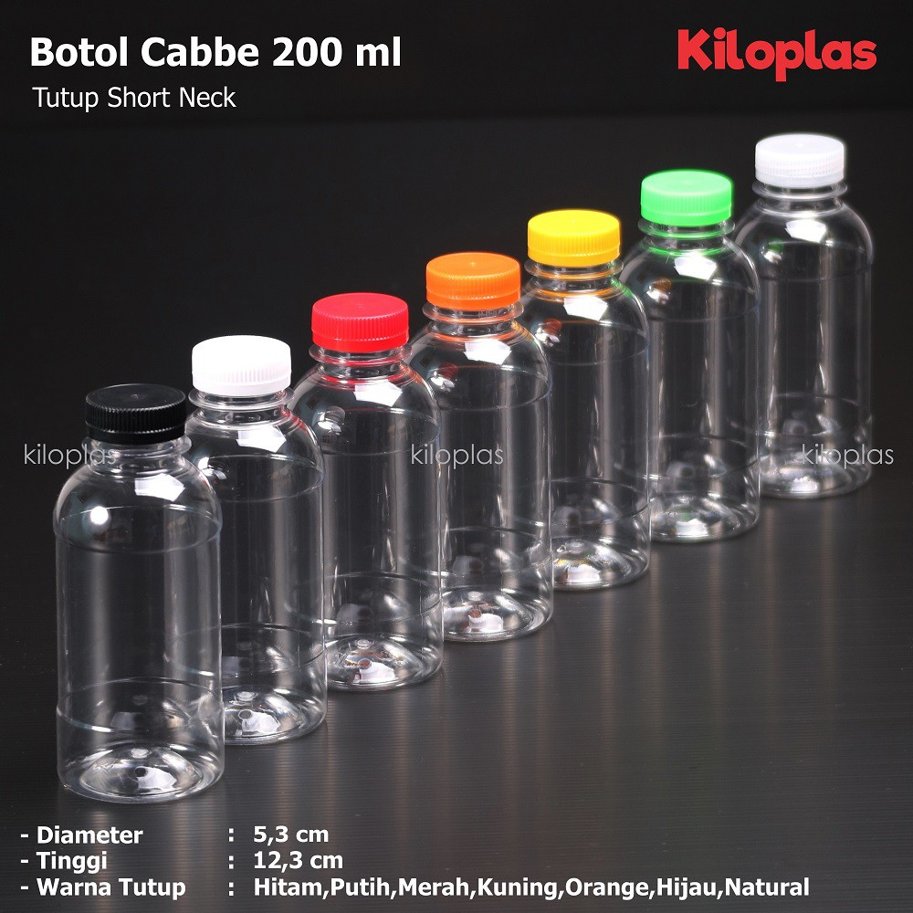 Botol Plastik 200 ml / Botol Cabe 200 ml / Tutup Short Neck
