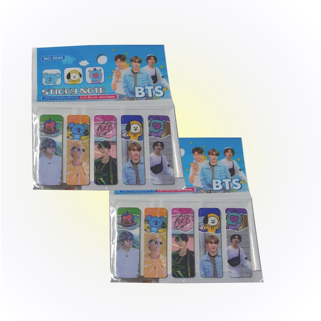 Sticky Note Stiker Pembatas Buku Bts Stiker Karakter Gambar Isi 100 Pcs