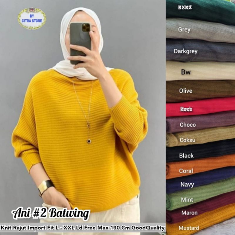 ANI BATWING / BAJU RAJUT WANITA MURAH / BAJU RAJUT WANITA MODEL BATWING / RAJUT OVERSIZE / SWEATER