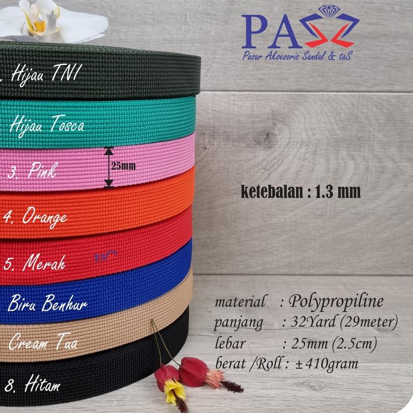 Webbing 2.5cm F72 1Roll isi 32yard