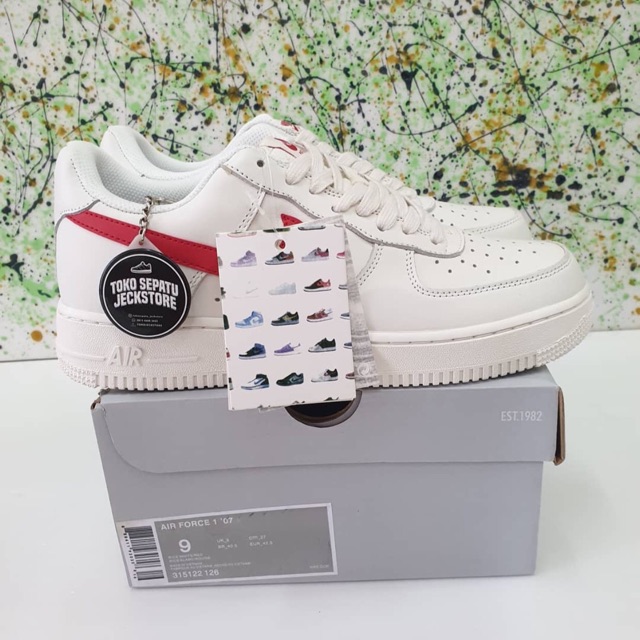 SEPATU NIKE AIR FORCE 1 LOW WHITE GYM RED (UA) BNIB