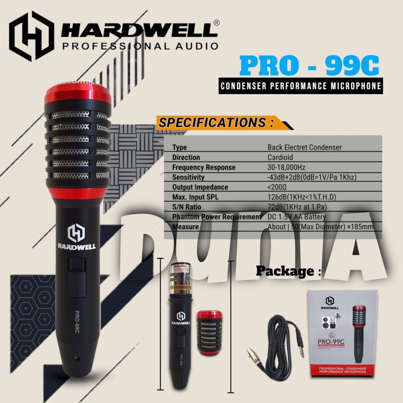 Mic Kabel Hardwell Condensor Pro 99C Original Condenser PRO99C