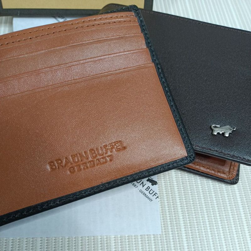 Dompet lipat pria logo besi kulit sapi asli