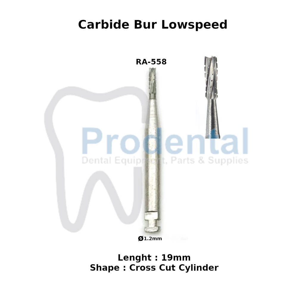 Dental Bur Fissure RA-558 Low Speed Bur Tulang Carbide Tungsten Cross Cut Cylinder Bur Lowspeed Bur Gigi Contra Angle