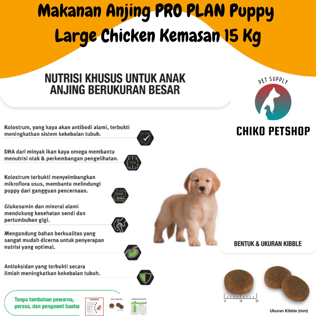 PRO PLAN Dog Puppy Healthy Growth &amp; Development Large Chicken 15 Kg