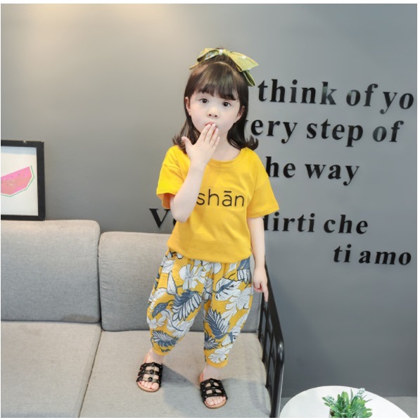 setelan anak Kaos SHAN + CELANA FLORAL IMPORT