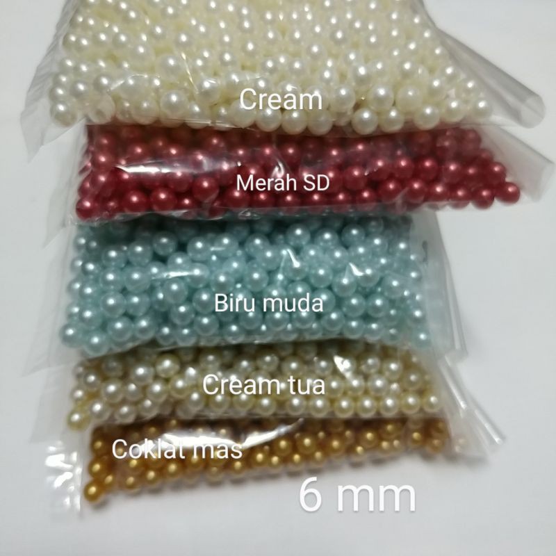 Mutiara TANPA LOBANG  6mm per 100 gram