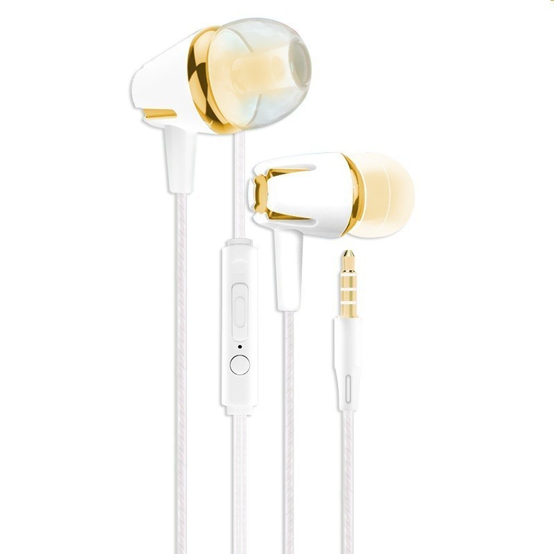 Earphone In-ear Dengan Mikrofon Earphone Kabel Headphone Desain Garis Neon