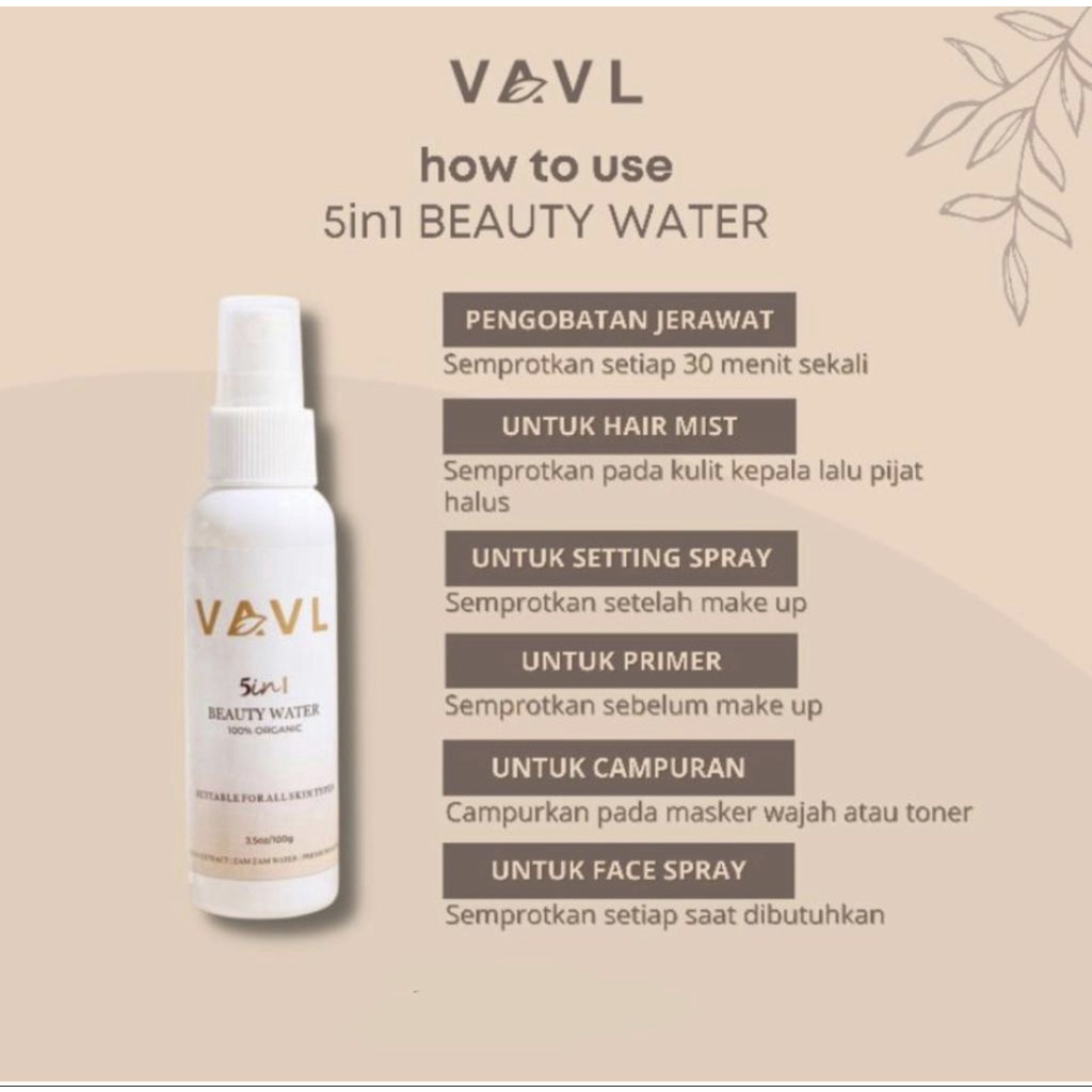 VAVL Beauty Water with ZAM ZAM and SAFFRON by Virginy Valentine 100% ORGANIC &amp; ORIGINAL