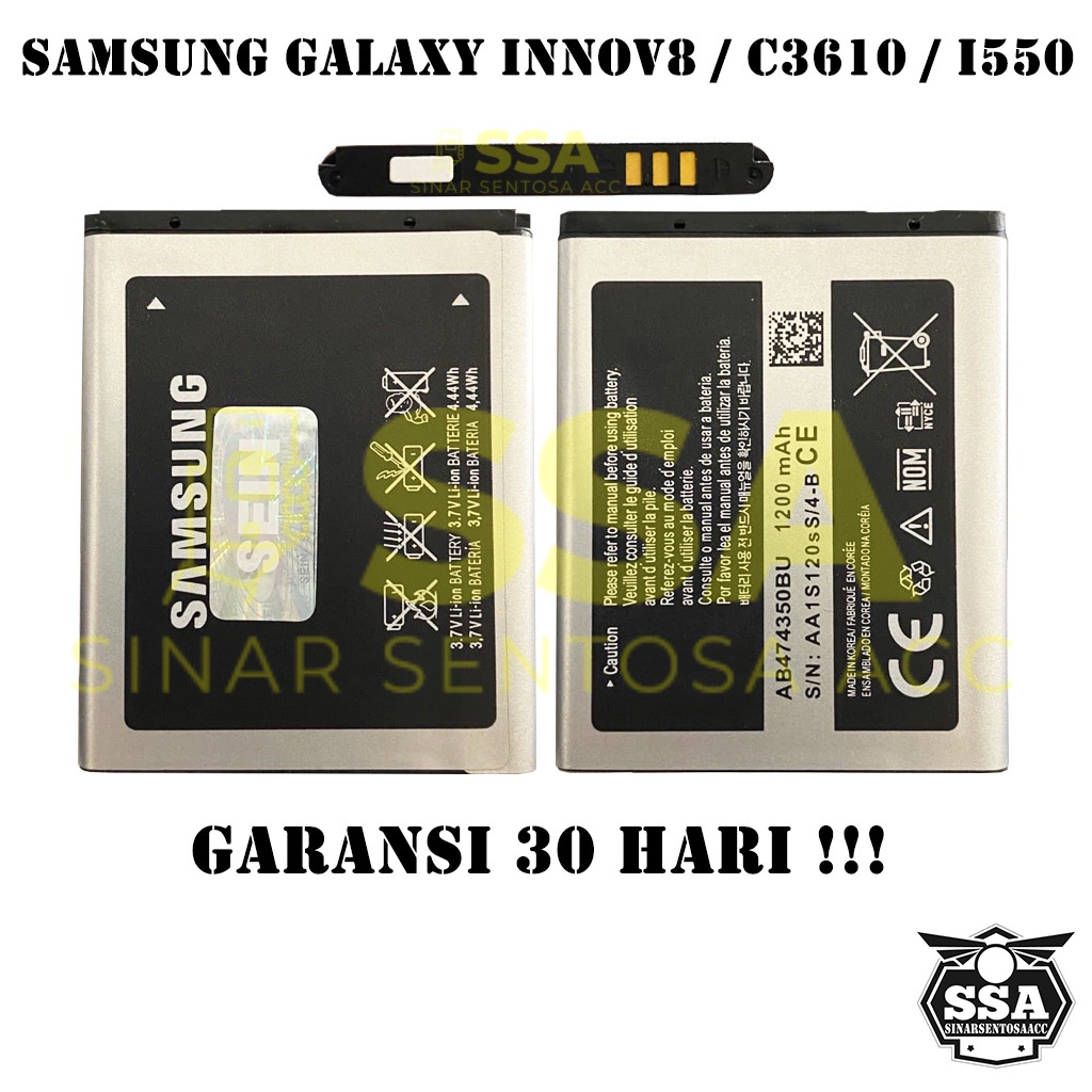 Baterai Original OEM Samsung Galaxy Innov8 C3610 I550 I680 INNOV 8 I8510 AB474350BU HP Ori Battery Batrai Batre Batu Batere GARANSI AWET MURAH