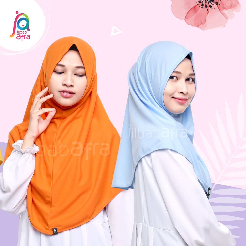 Jilbab Afra (Arfa) Syifa - Bergo Syiria Non Pet - Hijab Instan Bahan Kaos, Adem &amp; Lembut