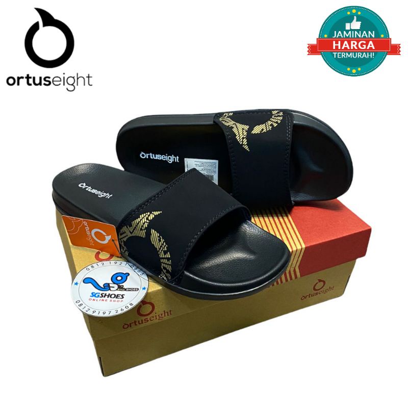 Sandal Slop Ortuseight Sandal Slide Sandal Olahraga Sandal Sport-Gold logo samping