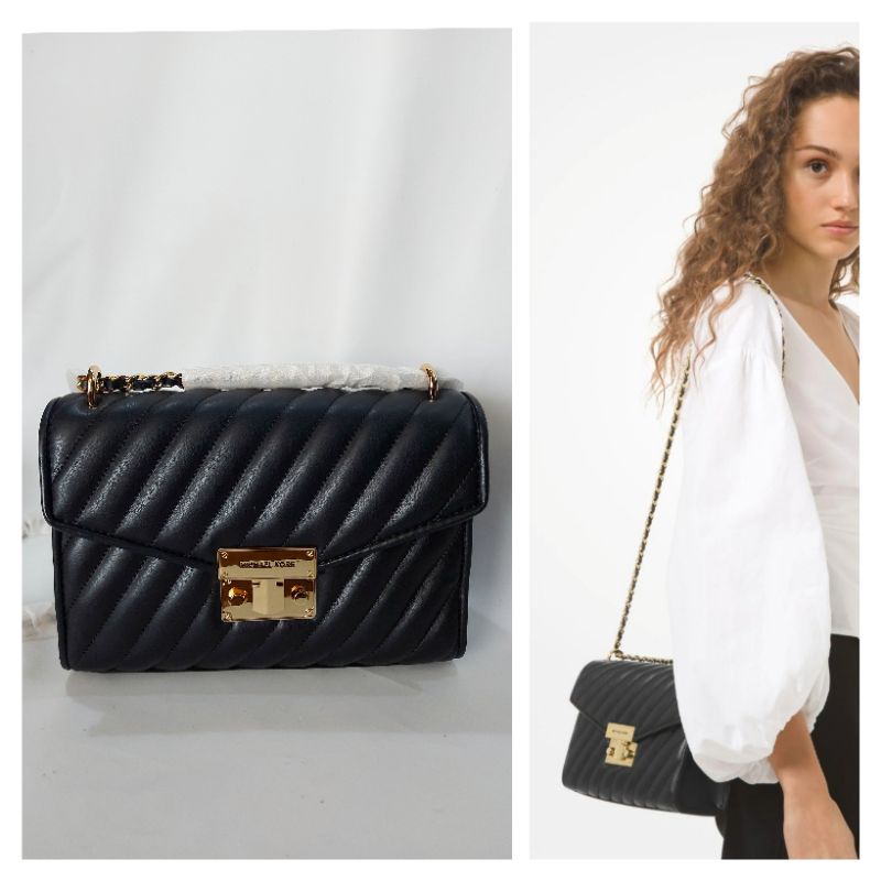 TAS WANITA BRANDED MK ROSE MEDIUM SHOULDER BAG BLACK