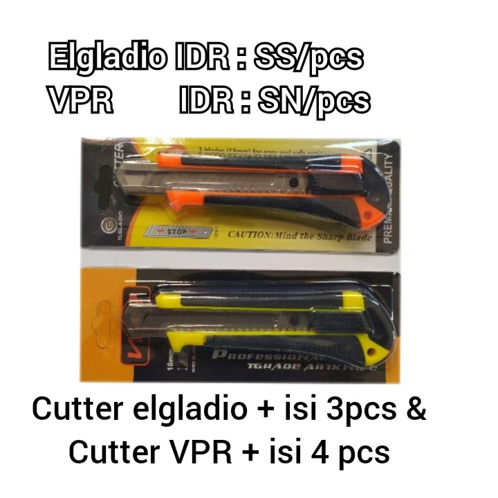 

Cutter Elgladio + Isi 3 Pcs dan Cutter VPR + isi 4 Pcs