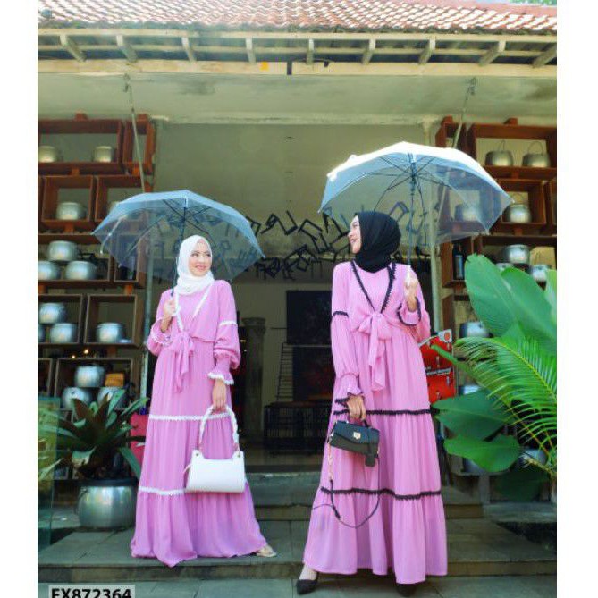 gamis lilac Malaysia premium by extu