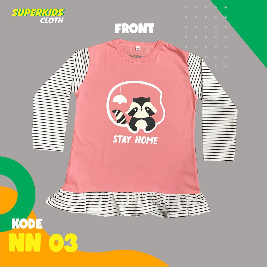 BAJU ANAK PEREMPUAN / KAOS ANAK PEREMPUAN / PAKAIAN ANAK CEWEK KAOS ANAK CEWEK LENGAN PANJANG STRIPE LIMITED EDITION (NEW NORMAL) SUPERKIDS CLOTH 1 - 11 TAHUN