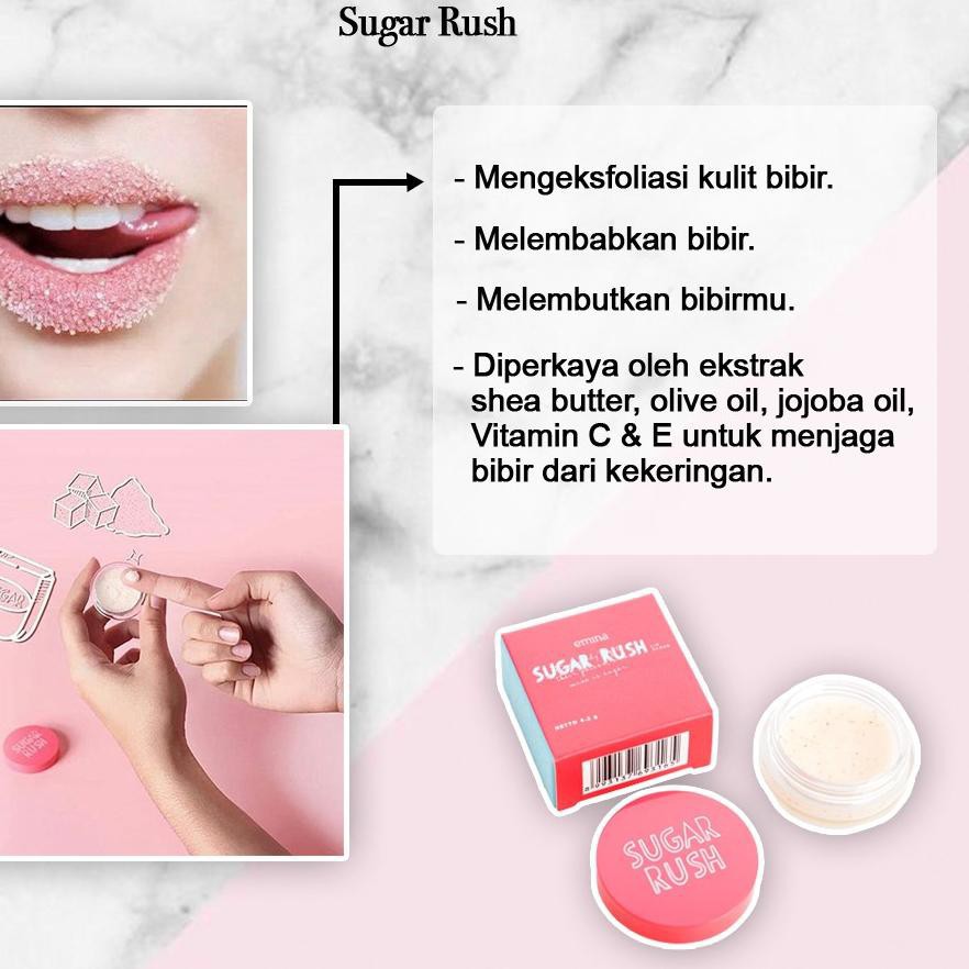 ❄️MATCHA❄️ EMINA SUGAR RUSH LIP SCRUB - SCRUB BIBIR EMINA GULA BPOM ORIGINAL