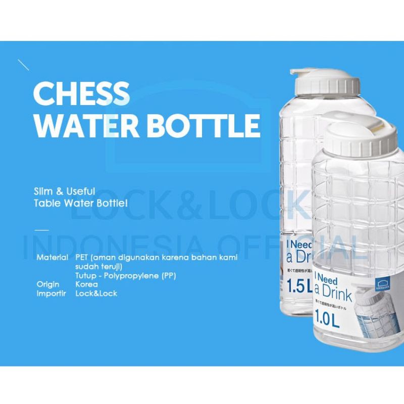 LocknLock Botol Air Minum 1.5L Chess Water Bottle  Lock &amp; Lock 1.5 Liter Besar