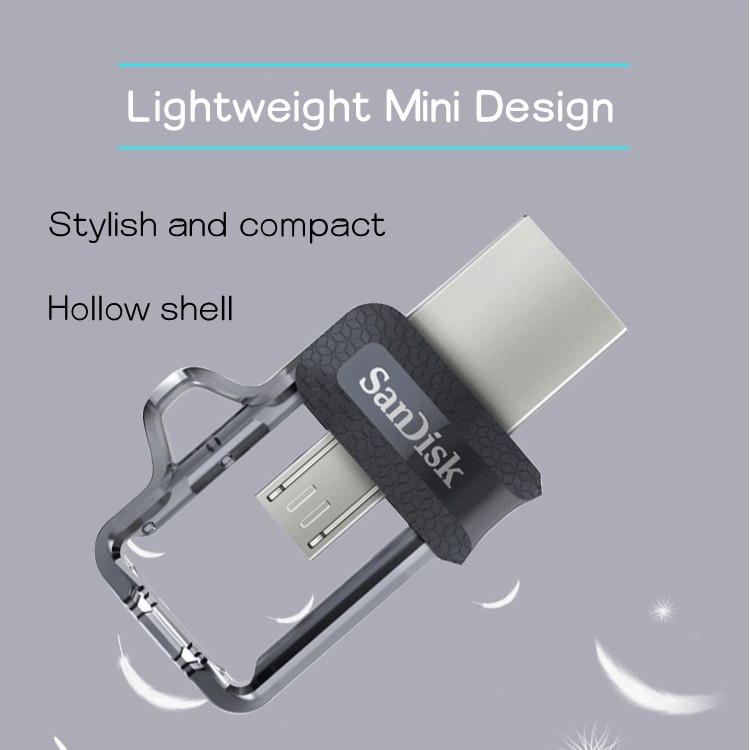 Sandisk 3.0 Flashdisk USB 3.0 High Speed Dual Interface Pendrive OTG 32GB 128GB 64GB Untuk Android